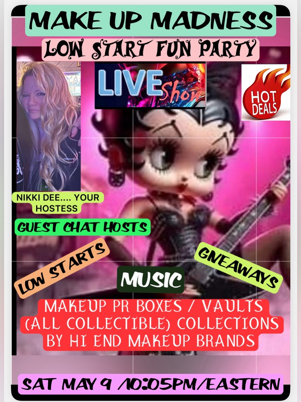 MAKEUP MADNESS COLLECTIONS/BOXED SETS/MAKEUP BAGS/ LOW STARTS/GIVEAWAYS/ MUSIC